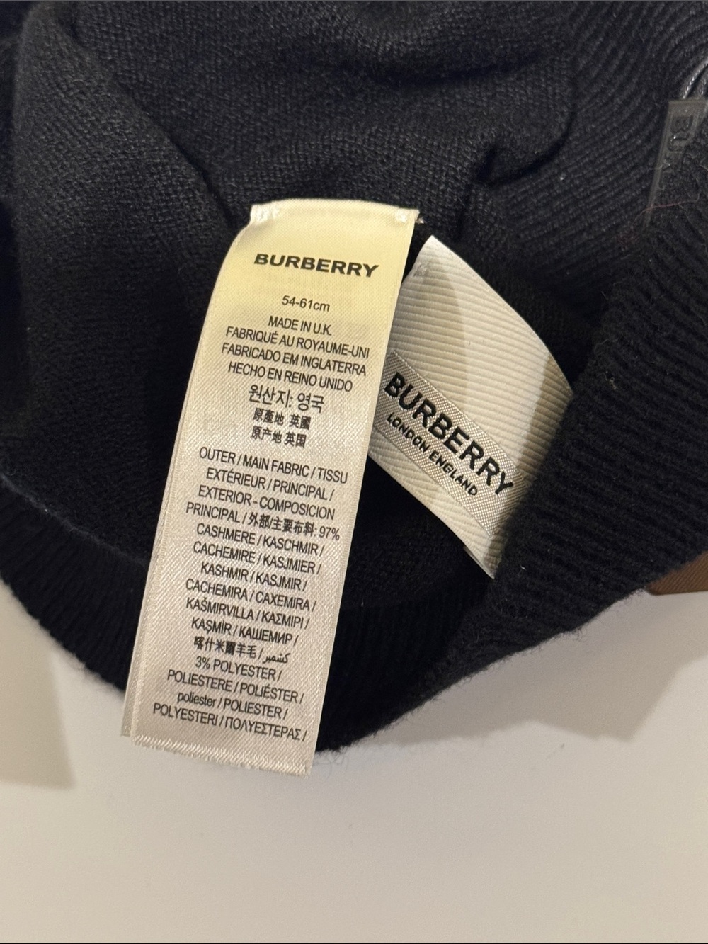 NWT Burberry solid beanie black hat . - Picture 5 of 5